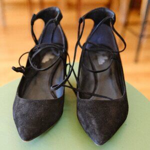 Belle by Sigerson Morrison Women's Willy Lace Up Suede Wedges